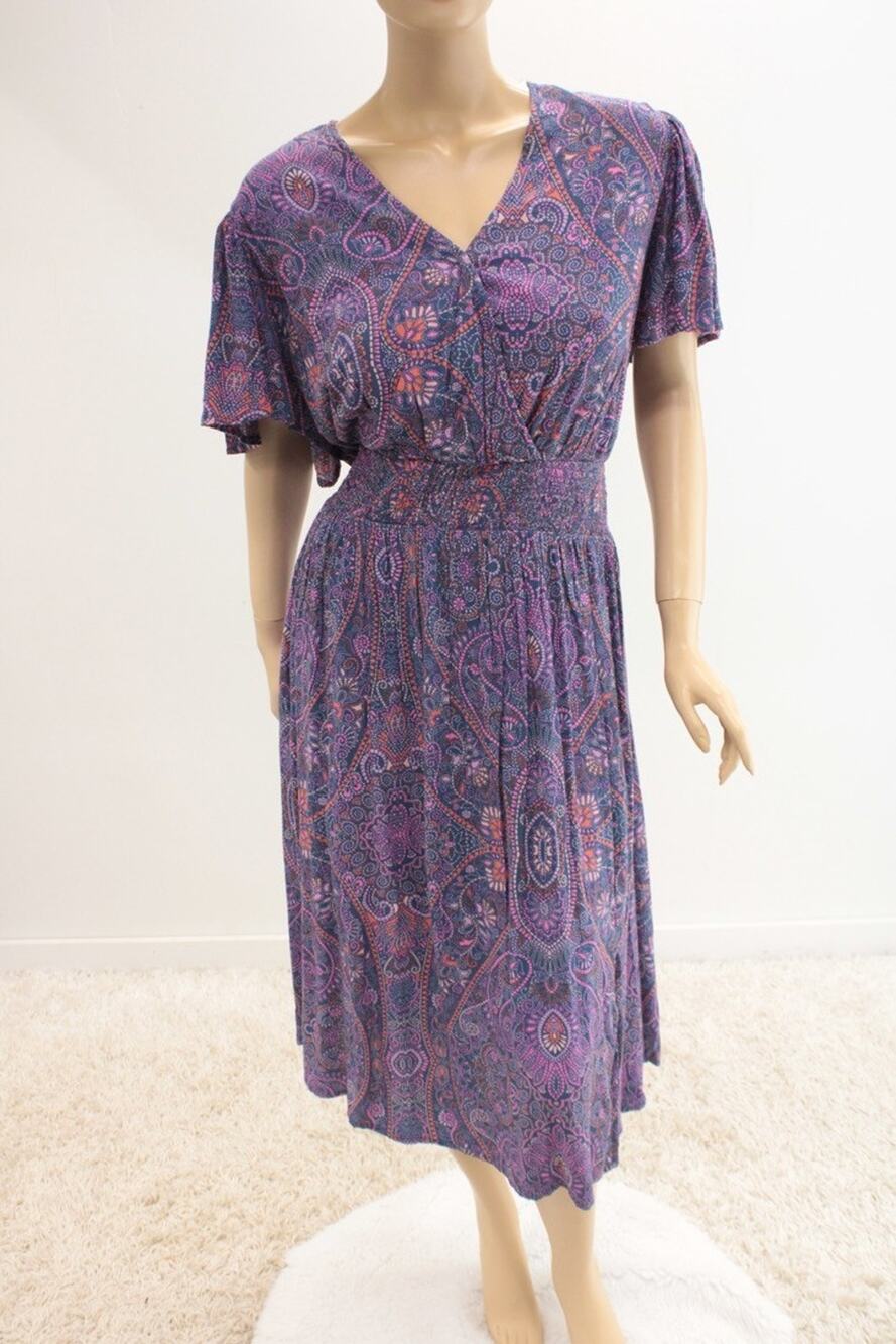 NWT Terra & Sky Plus Size 3X Midi Dress Boho Paisley Blue Comet Festival Indie